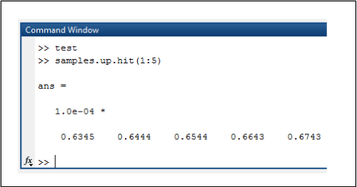 Figure 1. MATLAB data collection example using test.m.
