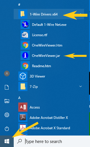 Initial start of the OneWireViewer