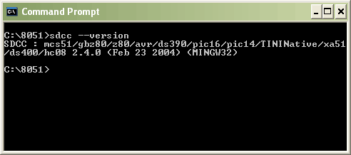 Figure 1. Verifying the correct installation of the SDCC by performing a version check. 