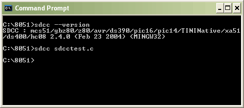 Figure 2. Compiling a simple SDCC program. 