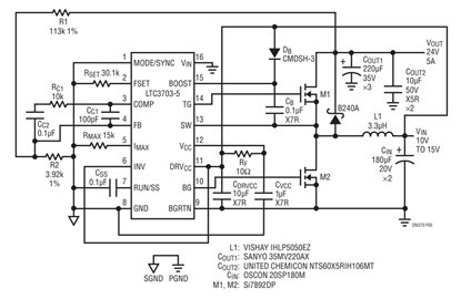 Figure 5. Boost:12Vto 24V/5A Synchronous Step-Up for Fan Power Supply.