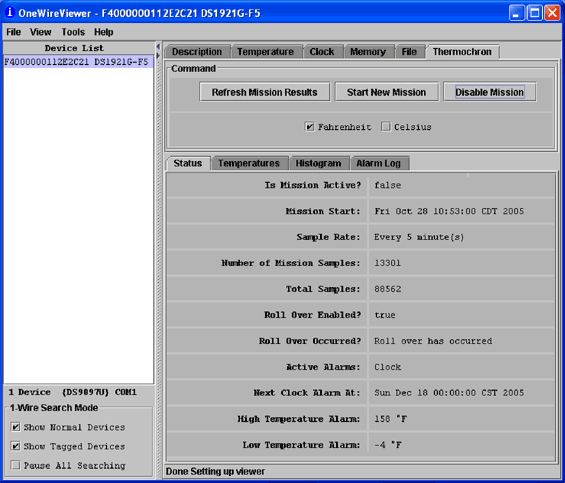 >Figure 1. Thermochron viewer screen.