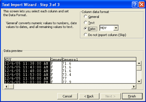 Figure 6. It is important that you select the correct date format, or your data will not import correctly.
