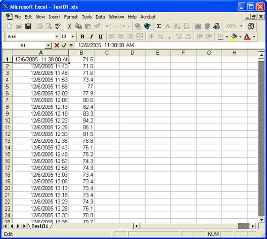 Figure 9. You must insert a space before the data and time after you select that cell.