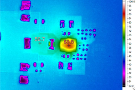 Thermal image for 5 V input to 0.85 V/20 A output with fSW = 2 MHz