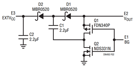 Figure 2. Voltage Doubler Allows External Bias from VOUT in the Range of 2.5V to 4.7V Figure 2. Voltage Doubler Allows External Bias from VOUT in the Range of 2.5V to 4.7V