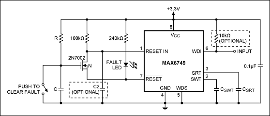Figure 1. This circuit produces a latched failure indication in response to a loss of input pulses.
