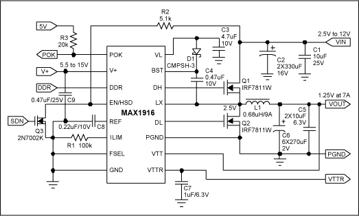 Figure 1. Schematic of 1.25V/7A VTT supply.