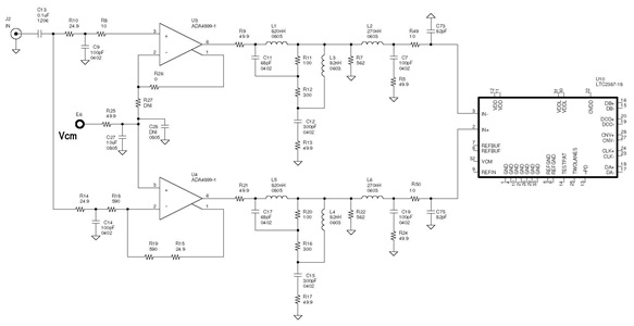 Figure 6 –  Absorptive Buffer + ADC Circuit, Unity Gain 