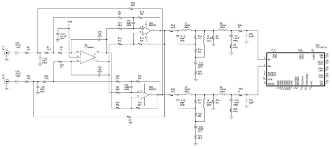 Figure 9 – Feedback Amplifier + Absorptive Buffer + ADC Circuit