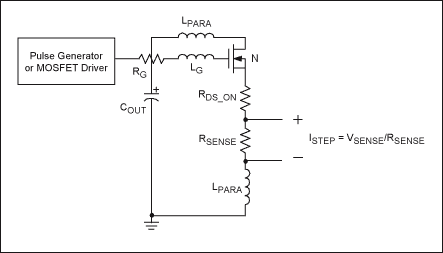 Figure 6. Load transient test with parasitics labeled. 