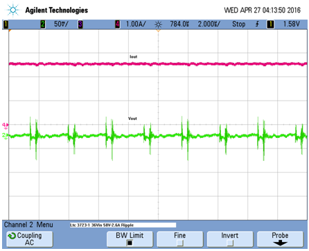 Figure 3 Output Voltage Ripple at 36Vin, 50Vout, 2.6A Load