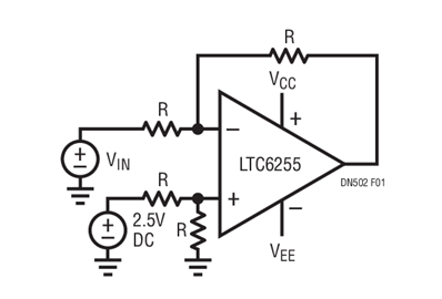 A Single-Ended Op Amp Used as a Level Shifter 