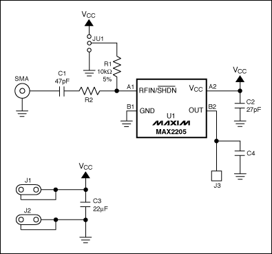 Figure 2. Schematic of MAX2205EVKit.