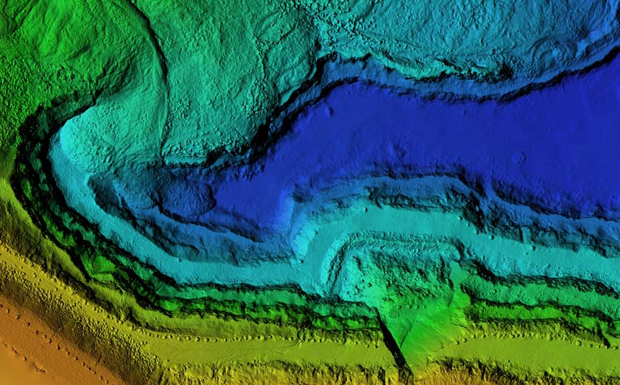 Mapped elevation of a quarry site