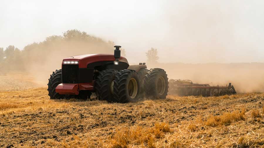 The plowing of a field with subsequent