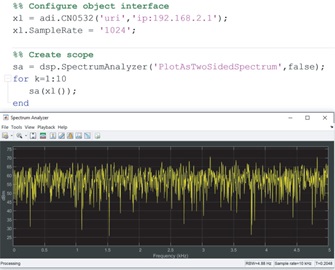 Sensor Toolbox streaming example with scopes