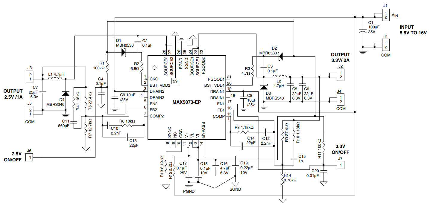 Figure 1. MAX5073 reference design