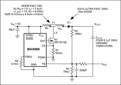 Figure 9. This circuit can be used to deliver higher power and higher output voltage.