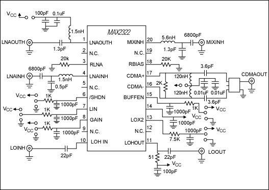 Figure 8. MAX2322 application schematic.
