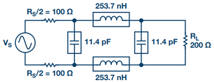 Figure 14. Converting single-ended filter into differential filter.