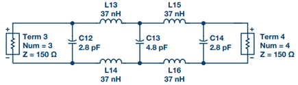 Figure 17. Differential low-pass filter with ideal components.