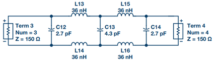 Figure 18. Differential low-pass filter with real-world value.