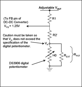 Figure 2. Illustration of the feedback path with a digital potentiometer.