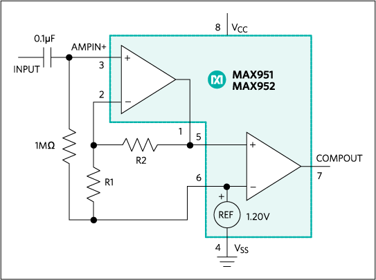 MAX951, MAX952, MAX953, MAX954: Typical Operating Circuit