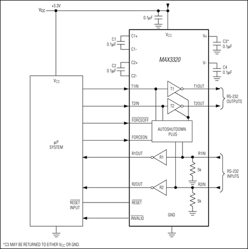 MAX3320A, MAX3320B, MAX3320L, MAX3320T: Typical Operating Circuit