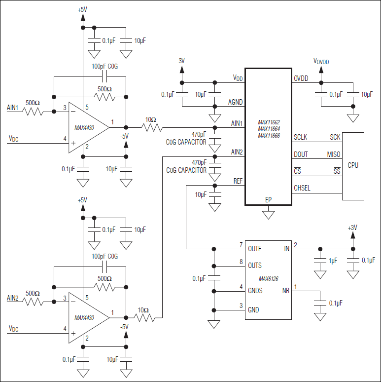 MAX11661, MAX11662, MAX11663, MAX11664, MAX11665, MAX11666: Typical Application Circuit