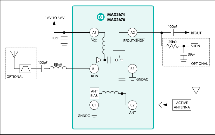 MAX2674, MAX2676: Typical Operating Circuit