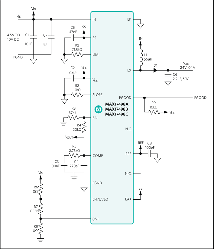 MAX17498A/MAX17498B/MAX17498C: Boost Power Supply