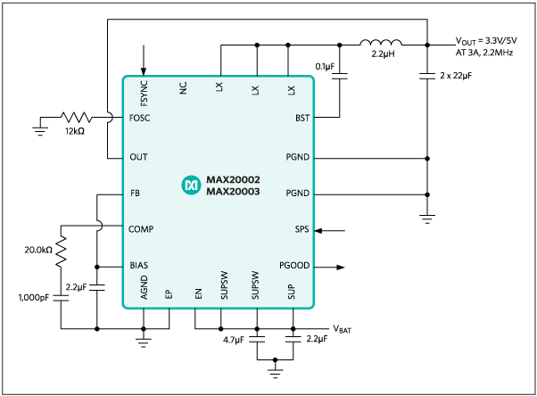 MAX20002, MAX20003: Typical Application Circuit/Block Diagram