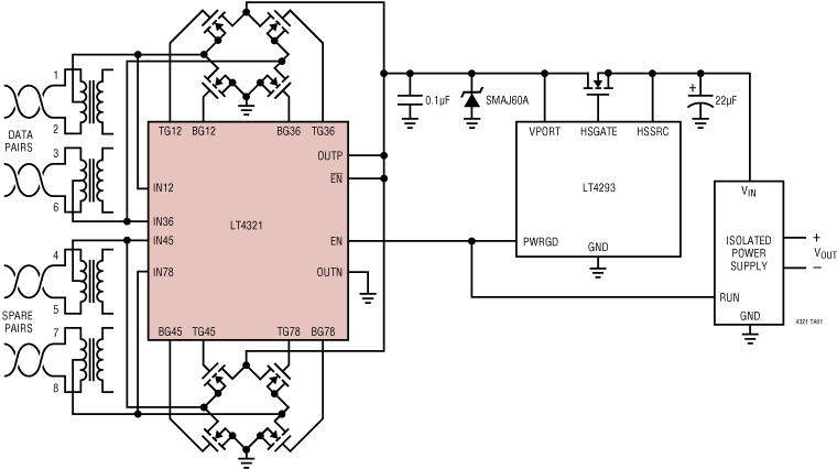 Powered Device tor PoE (to 13W), PoE+ (to 25.5w), or Linear LTPoE++ (to 90W) Systems