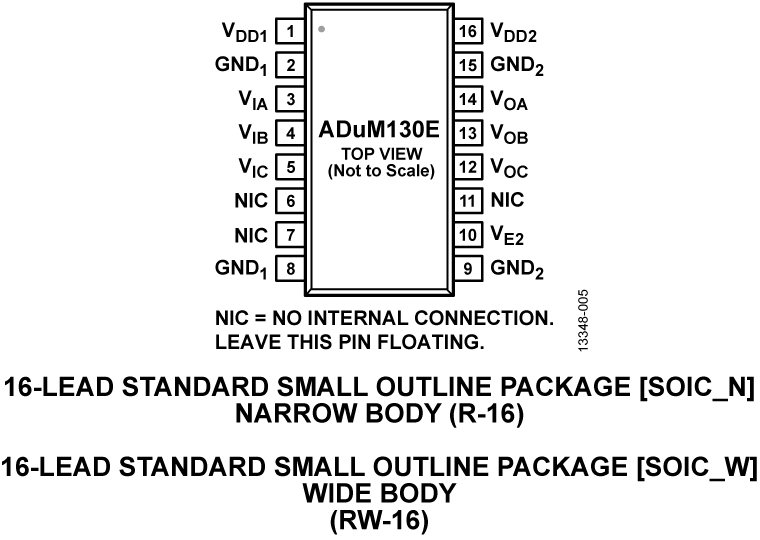 ADuM130E Pin Configuration