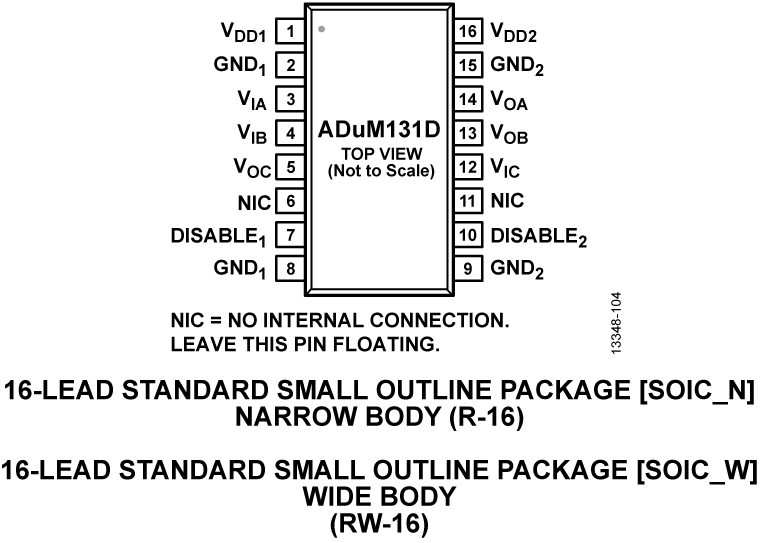 ADuM131D Pin Configuration