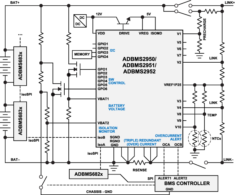 ADBMS2950/ADBMS2951/ADBMS2952 Application Circuit