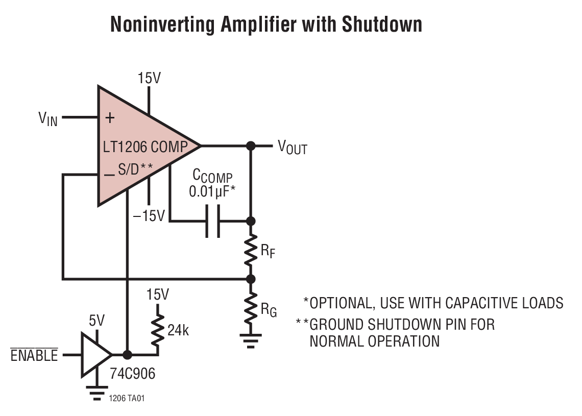 Noninverting Amplifier with Shutdown