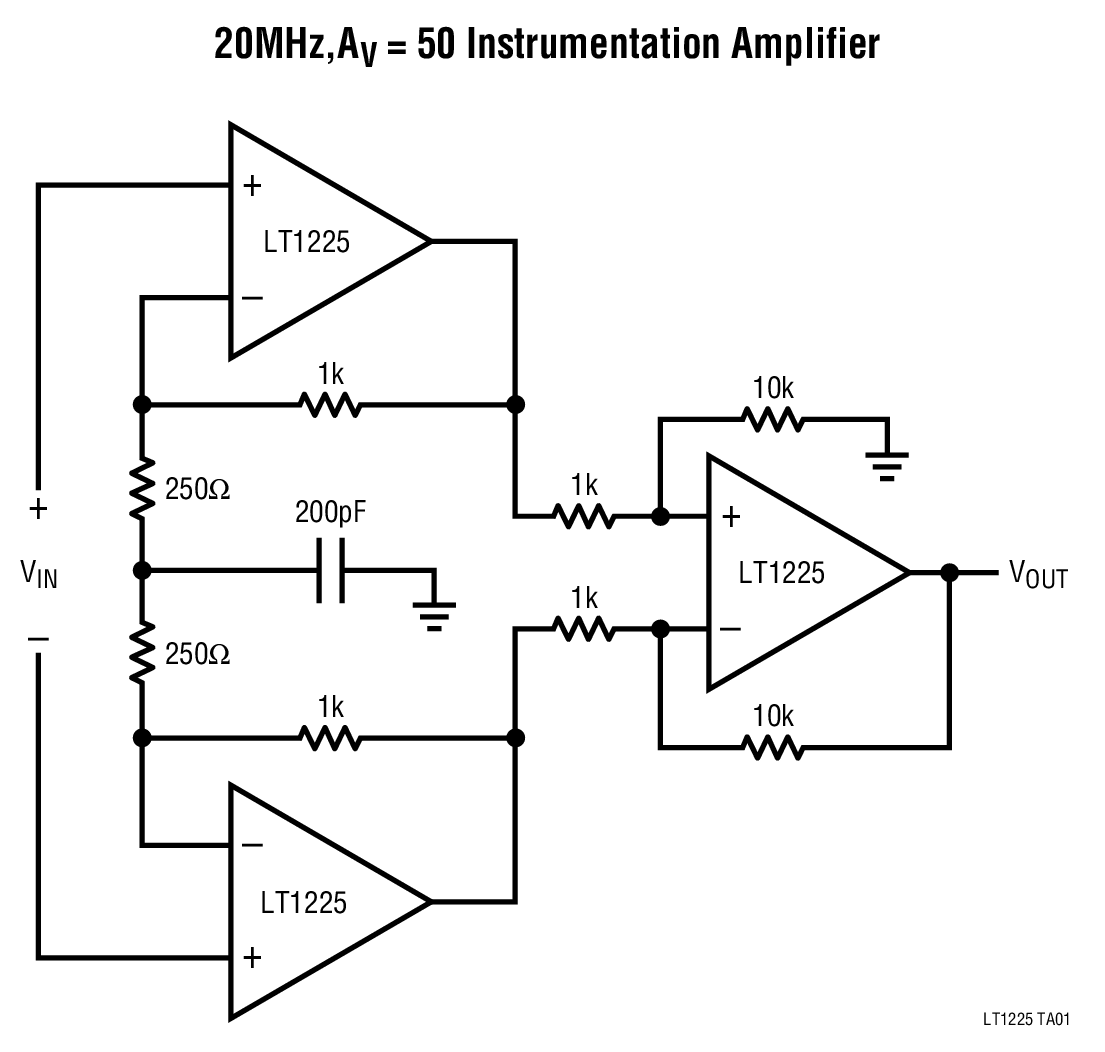 20MHz,AV = 50 Instrumentation Amplifier