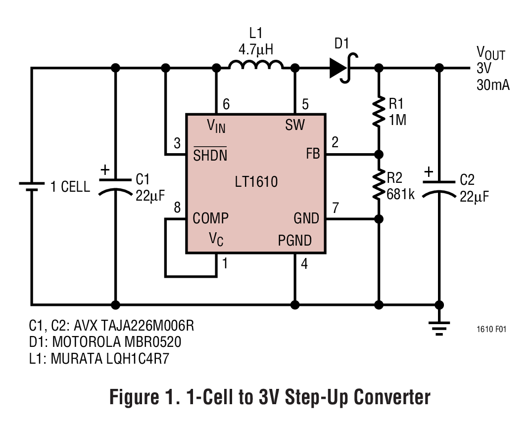 Figure 1. 1-Cell to 3V Step-Up Converter