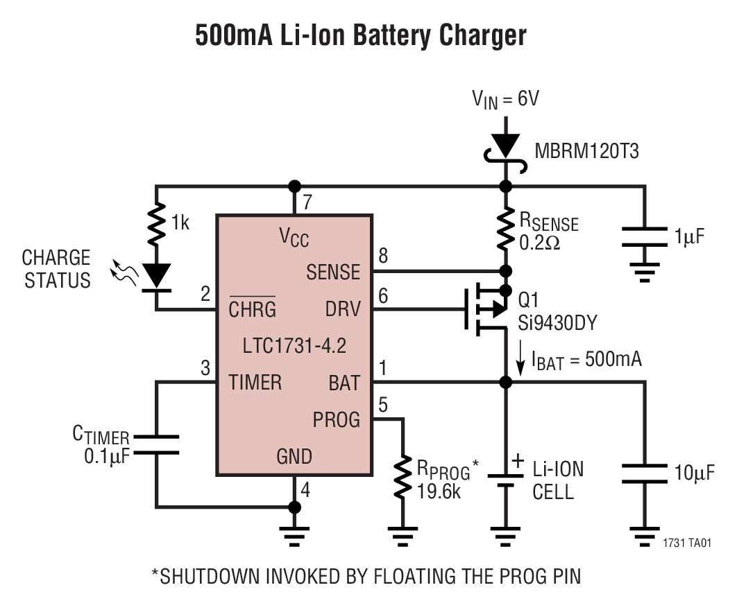 500mA Li-Ion Battery Charger