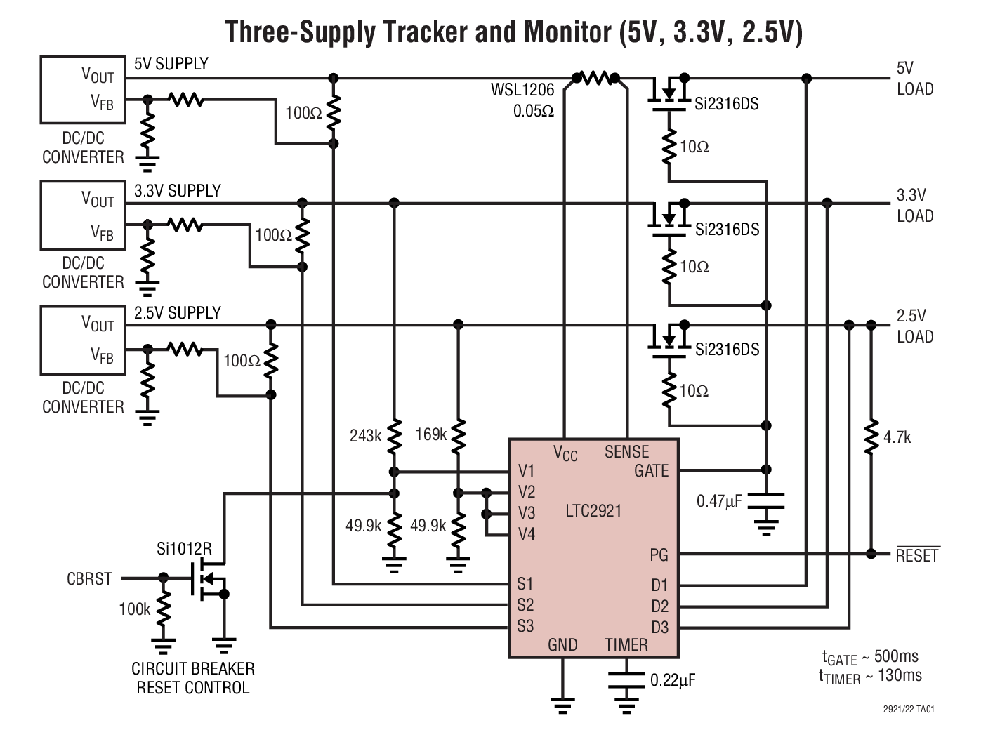 Three-Supply Tracker and Monitor (5V, 3.3V, 2.5V)