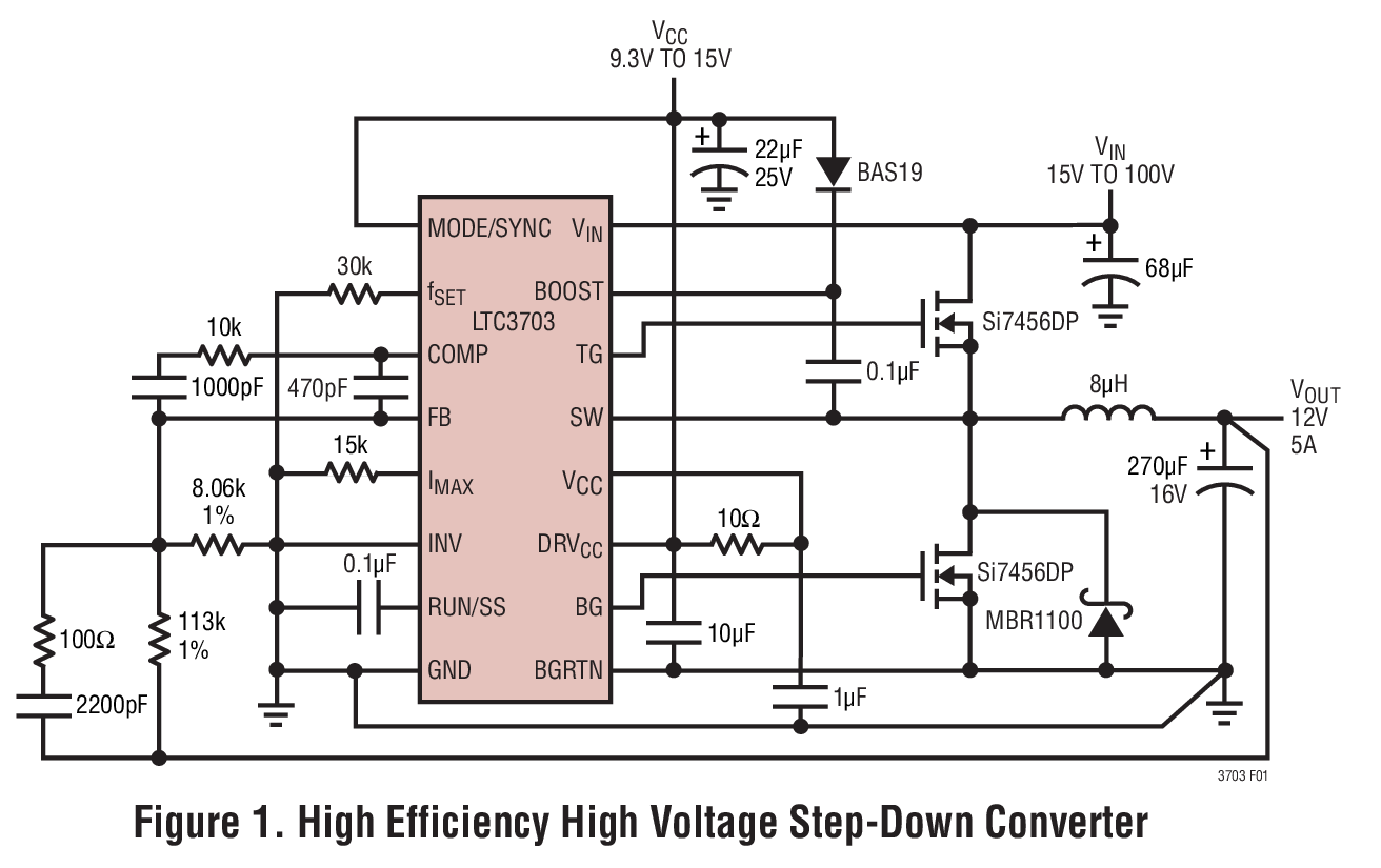 High Efficiency High Voltage Step-Down Converter