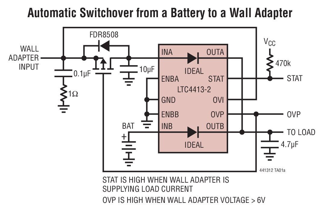 Automatic Switchover from a Battery to a Wall Adapter
