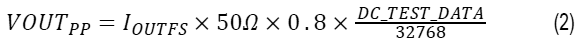 Formula to calculate the peak-to-peak output voltage of the AD9166