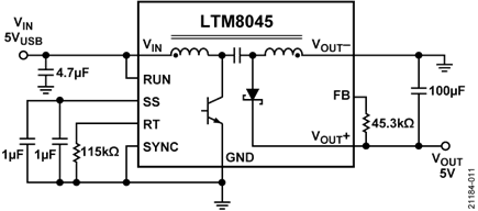 LTM8045 Configured as a 5 V SEPIC (VIN Side)
