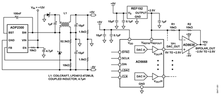 Bipolar Output DAC Circuit with ±5 V Power Supplies