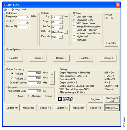 ADF4350 Software Window