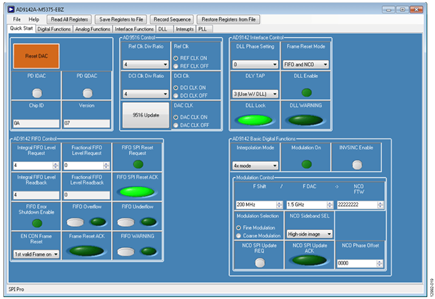 SPI Control User Interface Setup for AD9142A